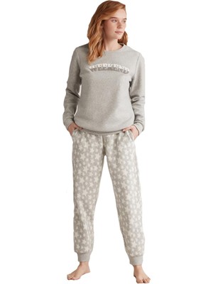 Catherine's Kadın Comfort Mood Uzun Kollu Gri Pijama Takım 2420