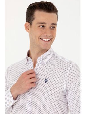 U.S. Polo Assn. Erkek Bordo Desenli Gömlek 50279425-VR014