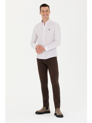 U.S. Polo Assn. Erkek Bordo Desenli Gömlek 50279425-VR014