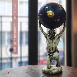 Atlas’ın Burç Küresini Tuttuğu Heykel – Astrolojik Ev Dekoru – El Yapımı - Mükemel orijinal tasarım