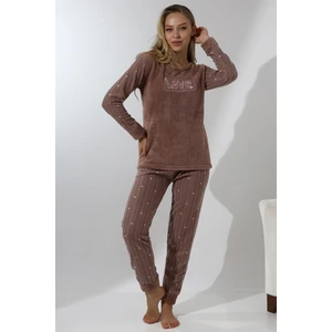 Fwn 5019 Peluş Welsoft Polar Kışlık Yumoş Kadın Pijama Takımı Love