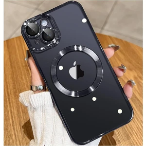 M.TK Moveteck Apple iPhone 15 Kılıf Magsafe Wireless Şarj Destekli Parlak Titanium Renkli Kenarlı Arkası Şeffaf Case
