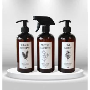 IMKER HOME Amber Kahverengi Plastik Pompalı Bulaşık Deterjanı Fısfıslı Mutfak Temizleyici Sıvı Sabun Şişesi 500ML