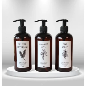 IMKER HOME Amber Kahverengi Plastik Pompalı Bulaşık Deterjanı Çamaşır Suyu Sıvı Sabun Şişesi 500ML