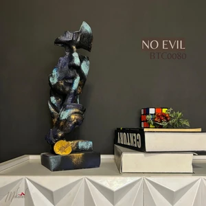 Benzersiz Soyut Bronz ve Mavi Patina "Sessizlik" Heykeli – Sanat Dekoru – Mükemel orijinal tasarım