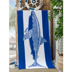 Köpek Balığı 70X155CM Baskılı Mavi Plaj Havlusu