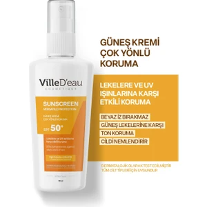 Villed'eau Leke Karşıtı Yüksek Korumalı SPF50+ Yüz ve Vücut Yaz ve Kış Güneş Kremi 125 ml
