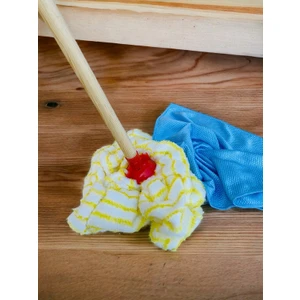 Renk Yapı Rüyası Teras Mop+Gürgen Sap+1 Adet Mikrofiber Bez Vilada Ucu Microfiber Havlu Başlık Toz Kırıntı Bırakmaz
