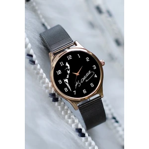 Atatürk Imzası ve Silueti Bayan Kol Saati Siyah Kadın Kol Saati Doğum Günü Hediyesi