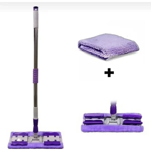 Ithal Yeni Nesil Mandallı Mikrofiber Bezli Mop + Yedek Bez Mor