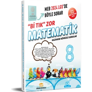 Sinan Kuzucu Yayınları 2024 LGS 8. Sınıf Bi Tık Zor Matematik Soru Bankası