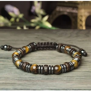 Alnis Atelier Gerçek Kaplan Gözü ve Hematit Doğal Taş Bileklik