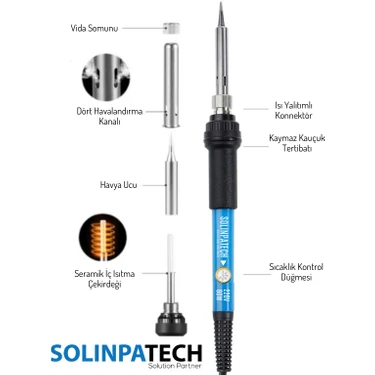 Solinpatech 60W Sıcaklık Ayarlanabilir Havya Lehim