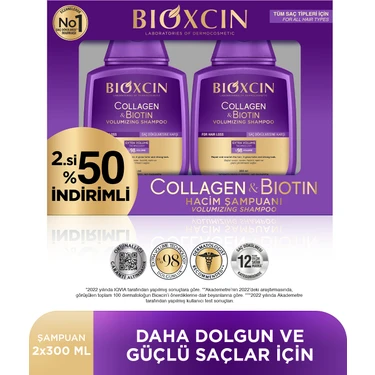 Bioxcin Collagen & Biotin Ekstra Hacim & Dolgunlaştırıcı Şampuan 300 ml - 2 Li Avantaj