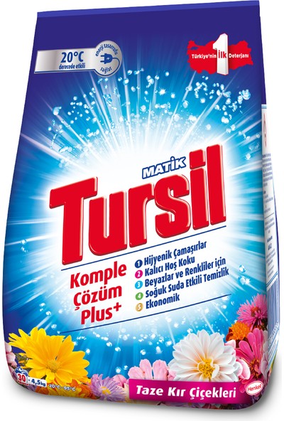 Tursil Matik Toz Çamaşır Deterjanı Maksimum Güç Taze Kır Çiçekleri 4,5 kg (30 Yıkama)