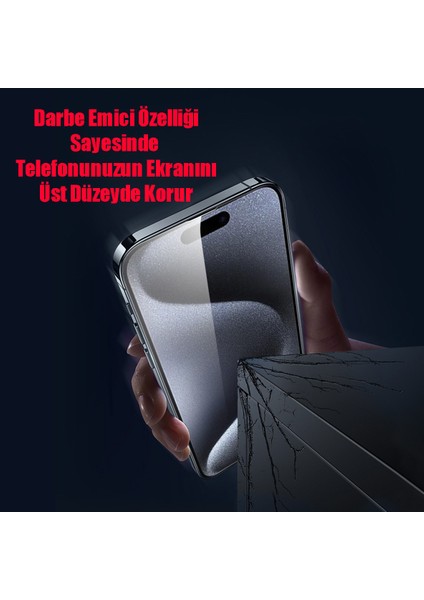 iPhone 15 Pro Uyumlu 6d Cam Ekran Koruyucu Ekranı Tam Kaplayan Güçlü Yapışkan Özellikli Kılıf Dostu