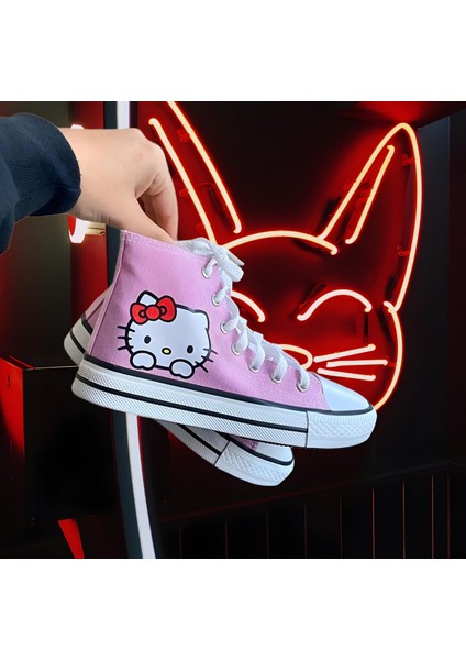 Pembe Convers Hello Kitty Baskılı Kanvas Ayakkabı