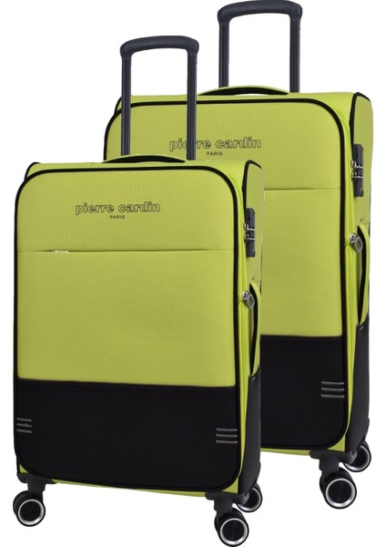 Ultra Light Hafif Lüx Kumaş 2'li Valiz Seti Büyük Boy Orta Boy Yeşil PC8200