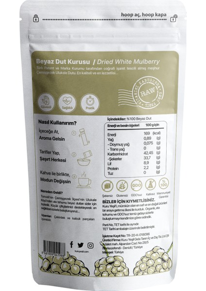 - Dut Kurusu - Dried Mulberry - Sugar Free - Mulberry - Kuru Meyve - Fruit Chips - Freeze Dried - 2x150 gr fiyatları