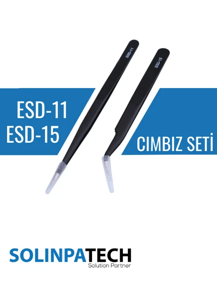 Solinpatech Esd-11 Ve Esd-15 Elektronkçi Antistatik Cımbız Seti - 2 Parça