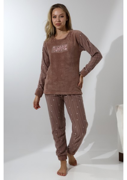 Fwn 5019 Peluş Welsoft Polar Kışlık Yumoş Kadın Pijama Takımı Love fırsatları