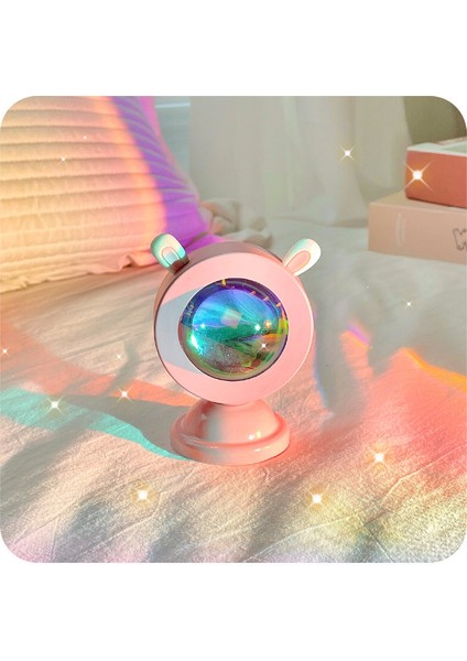 Kırmızı Kedi Mavi Tavşan Kulakları Gün Batımı Gün Batımı Işığı Güneş Asla Batmaz Atmosfer Projeksiyon Işığı Yatak Odası Mini USB Gece Lambası (Yurt Dışından)