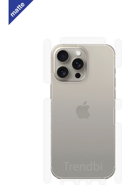 Apple iPhone 15 Pro Max Mat Arka ve Yan Koruyucu Poliüretan Film