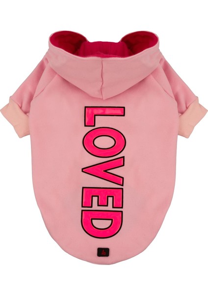 A40 Pet Loved Kapüşonlu Içi Şardonlu Kedi ve Köpek Sweatshirt Hoodie Pembe