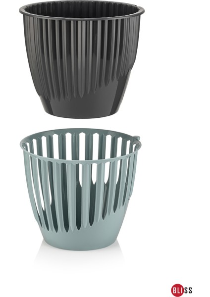 3 Lt Plastik Dekoratif Antrasit Renk Piyano Saksı