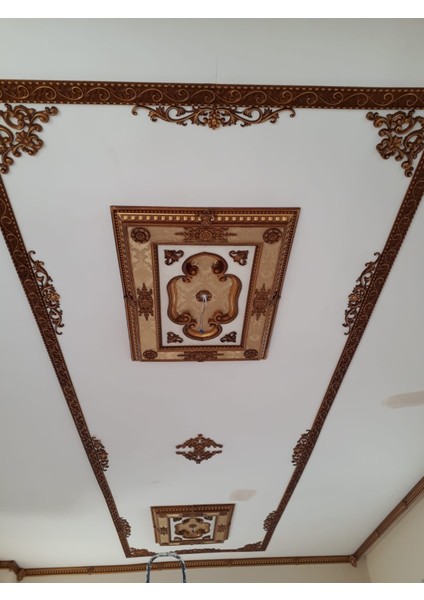 90*120 cm Kahve Eskitme Saray Tavan Göbek