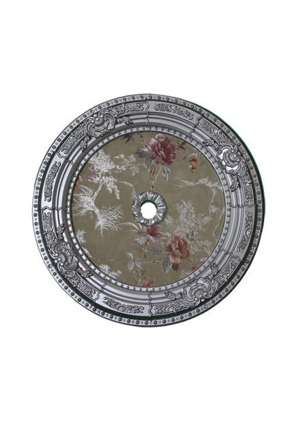 60 cm Oval Saray Tavan Göbek Gümüş Rengi