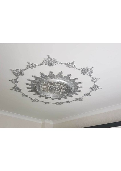 60 cm Oval Saray Tavan Göbek Gümüş Rengi fiyatları