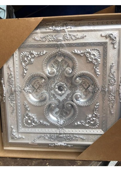 90*90 cm Gümüş Kare Saray Tavan Göbek