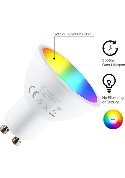 Wifi Doodle Akıllı Ev LED Ampul Rgb + Ww Karartma Fonksiyonu 5W Geniş Voltaj GU10 Arayüz Lamba Kabı (Yurt Dışından) fiyatları