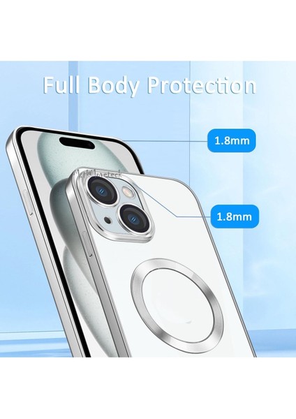 Apple iPhone 15 Kılıf Magsafe Wireless Şarj Destekli Parlak Titanium Renkli Kenarlı Arkası Şeffaf Case fiyatları