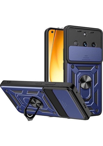 Realme 11 Pro Kılıf Kamera Korumalı Sürgülü Dönebilen Yüzüklü Armor Military Zırh Tank Standlı Kapak