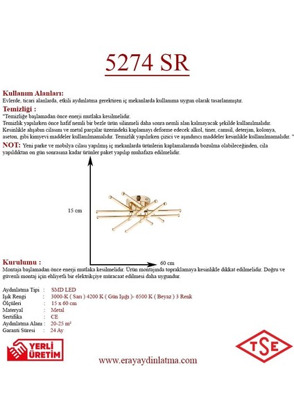 5274 Sarı LED Avize