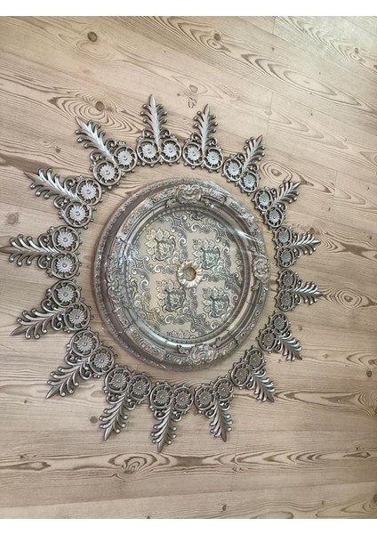 Decogold 60 cm Oval Saray Tavan Göbek Gümüş Rengi
