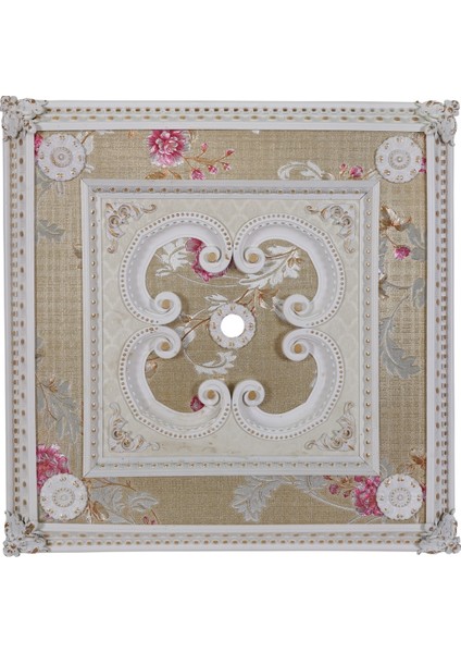 Decogold 90*90 cm Kare Beyaz Altın Saray Tavan