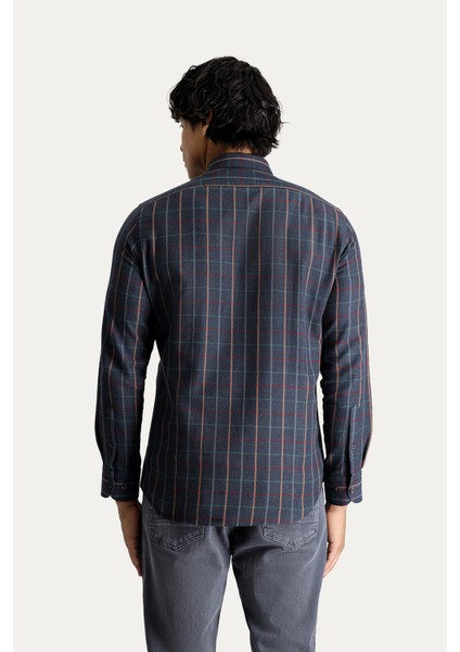 Uzun Kol Slim Fit Ekose Spor Gömlek fırsatları