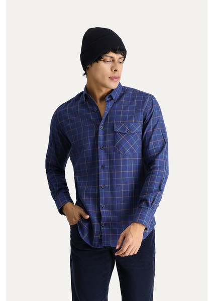 Uzun Kol Slim Fit Ekose Spor Gömlek