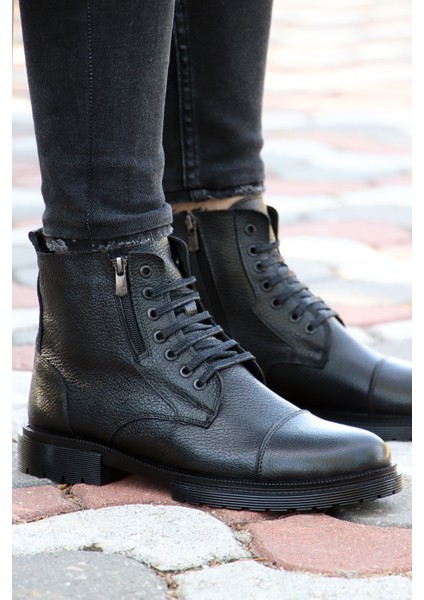 232-4241 Kaymaz Taban Fermuarlı Deri Erkek Bot