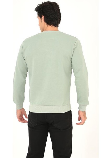 Bisiklet Yaka Ön Detaylı Basic Sweatshirt