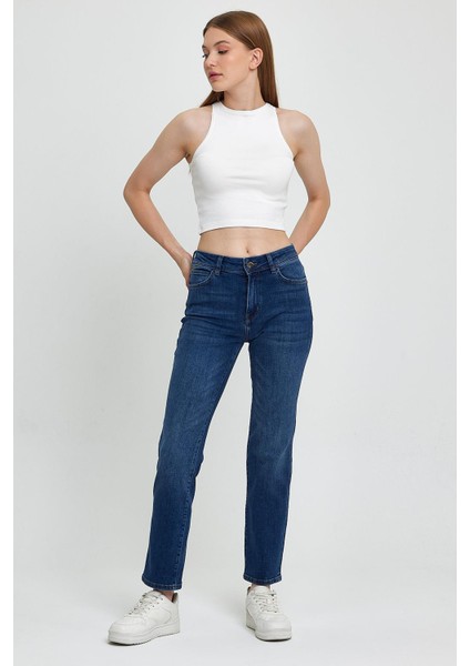 Kadın Petra Dirty Dark Blue Boyfriend Jean Pantolon fiyatları