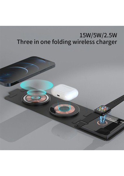 Toplamda 35W 3in1 15W Katlanabilir Kablosuz Hızlı Şarj Istasyonu Kablosuz Şarj Cihazı