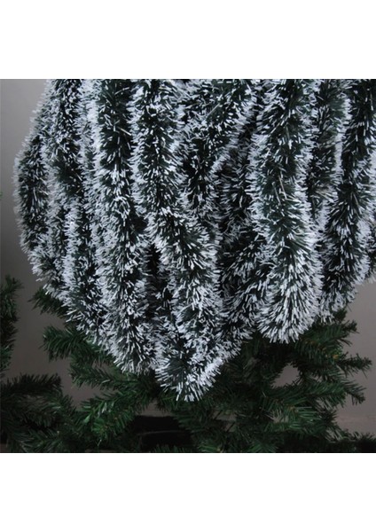 Yılbaşı 200 cm Tinsel Garland Yılbaşı Ağacı Süsü Beyaz Koyu Yeşil Kamışı Tinsel Garland