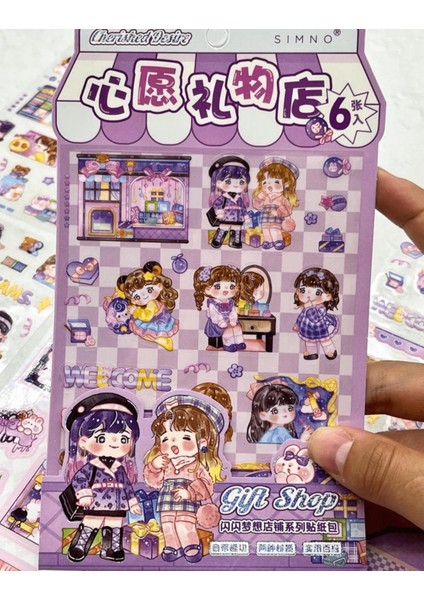 Sevimli Hediye Dükkanı Şeffaf Pet Mor Sticker Set / Çıkartma / Su Geçirmez / Bullet Journal fiyatları
