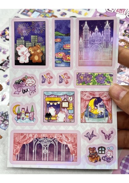Sevimli Hediye Dükkanı Şeffaf Pet Mor Sticker Set / Çıkartma / Su Geçirmez / Bullet Journal indirimleri