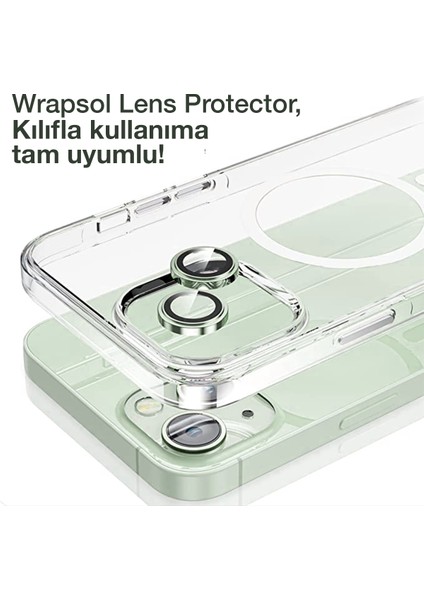 iPhone 15 Yeşil Kamera Lens Koruyucu Kolay Uygulama Aparatlı