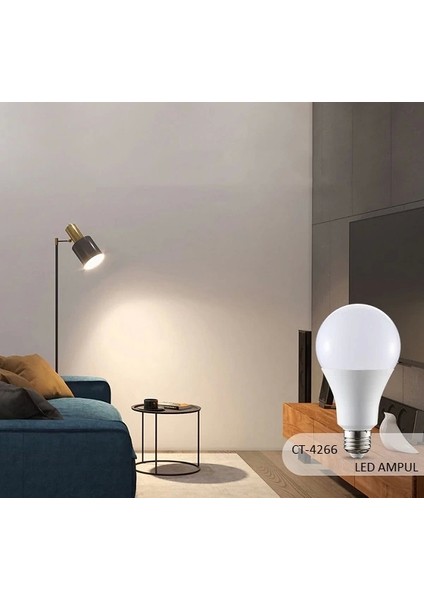 CT-4266 12W 220V E27 Duylu LED Ampul Beyaz 5 Adet